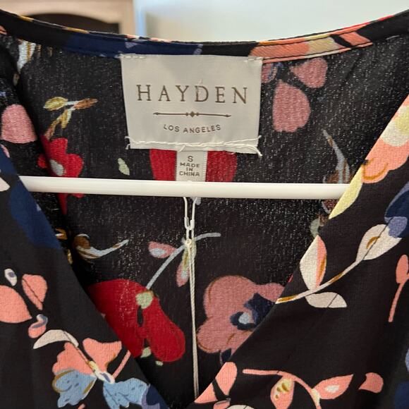 Hayden Boutique Black Floral Trumpet Sleeve Maxi Dress, S NWT - Picture 6 of 6